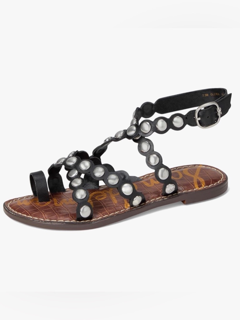 Sam Edelman Gloria Silver Studded Gladiator Sandals Black Size-5 NIB - Picture 8 of 10